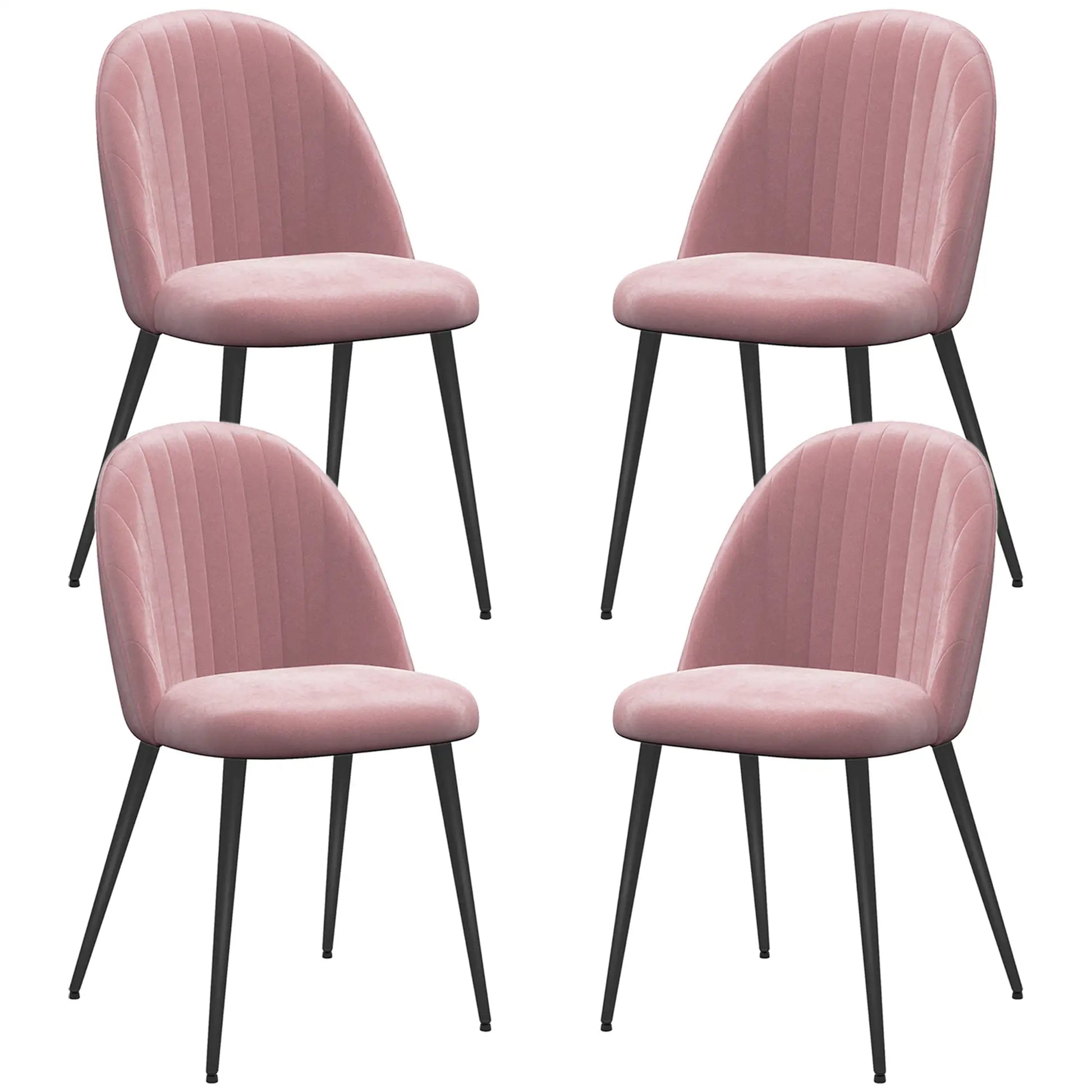 PACK DE 4 SILLAS DE COMEDOR MODERNAS EN TERCIOPELO ROSA PALO image 2