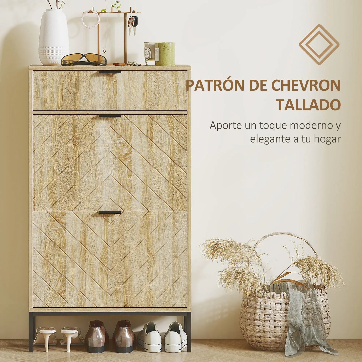 ZAPATERO DE ENTRADA MODELO CHEVRON ROBLE image 6