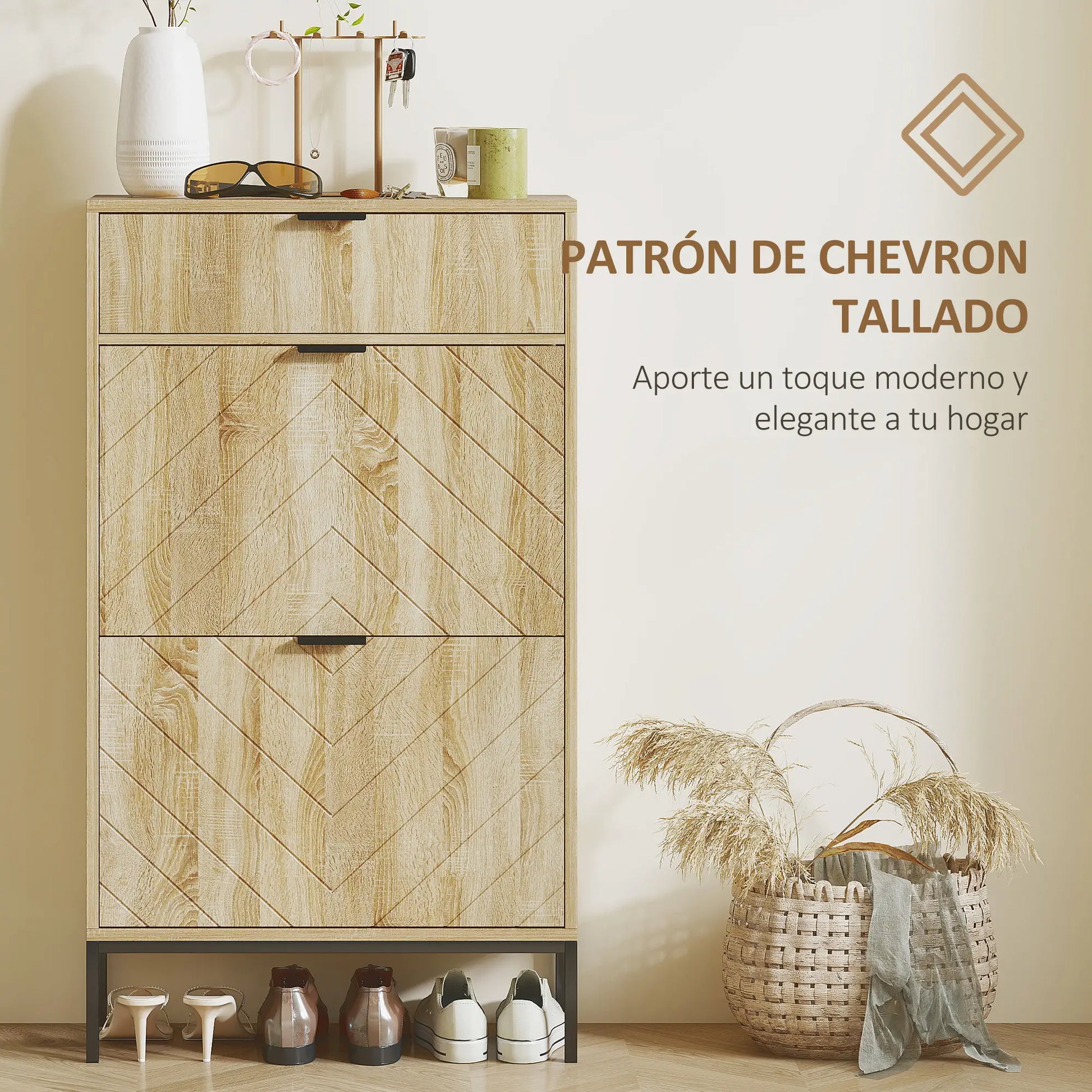ZAPATERO DE ENTRADA MODELO CHEVRON ROBLE image 6