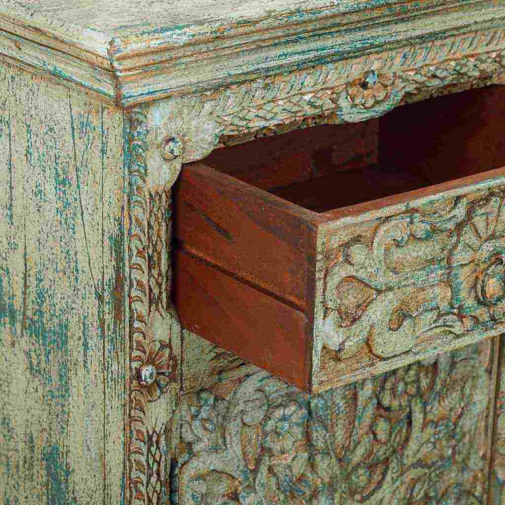 APARADOR DALIAN ARTESANAL DE MADERA TALLADA VERDE AGUAMARINA image 4