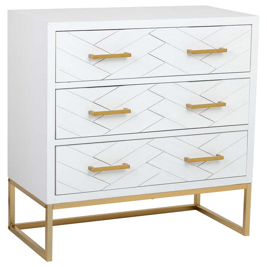 CÓMODA MARTA DE MADERA Y METAL BLANCA 3 CAJONES image 0