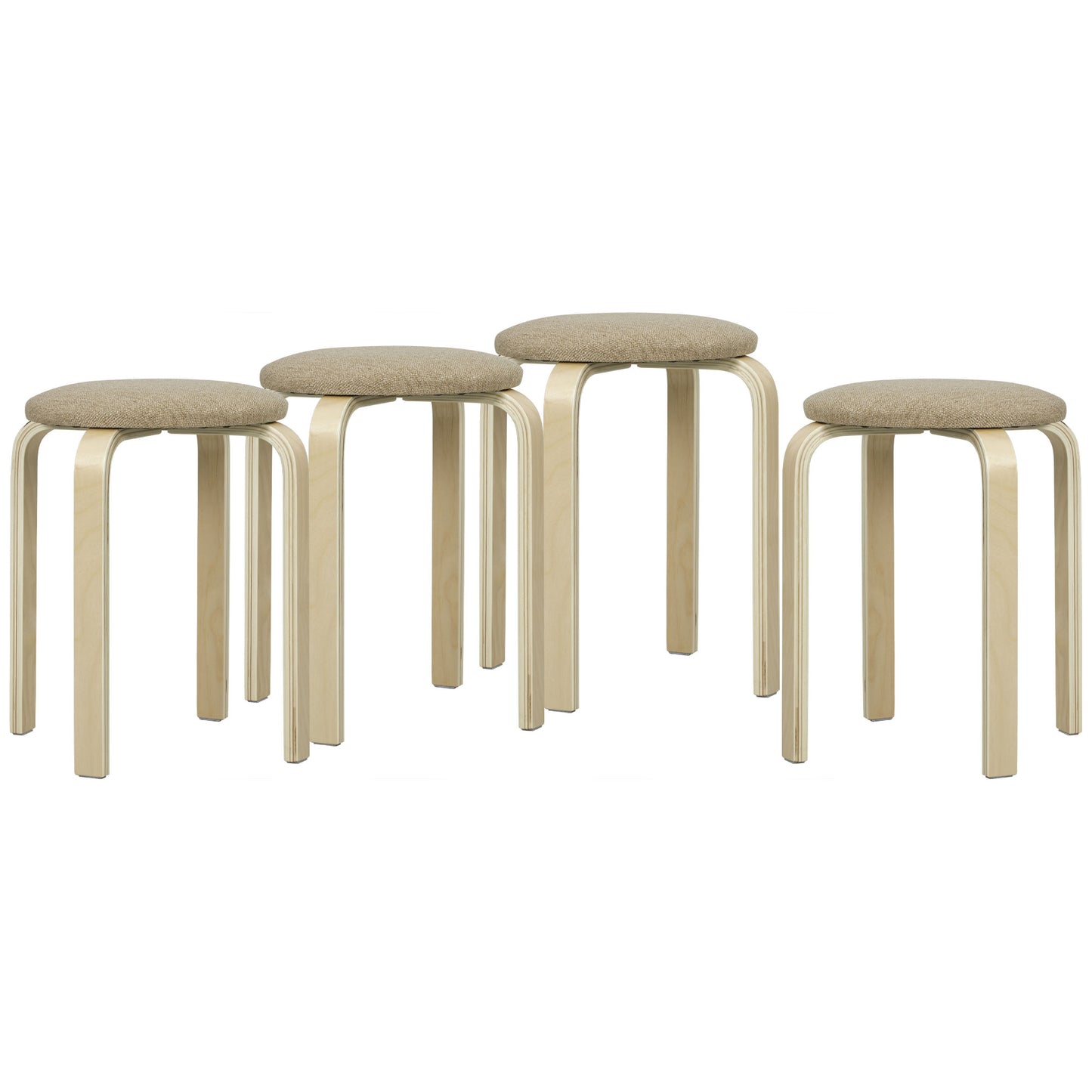 JUEGO DE 4 TABURETES APILABLES DE MADERA CON ASIENTO ACOL CAQUI – MODELO KENIA image 7
