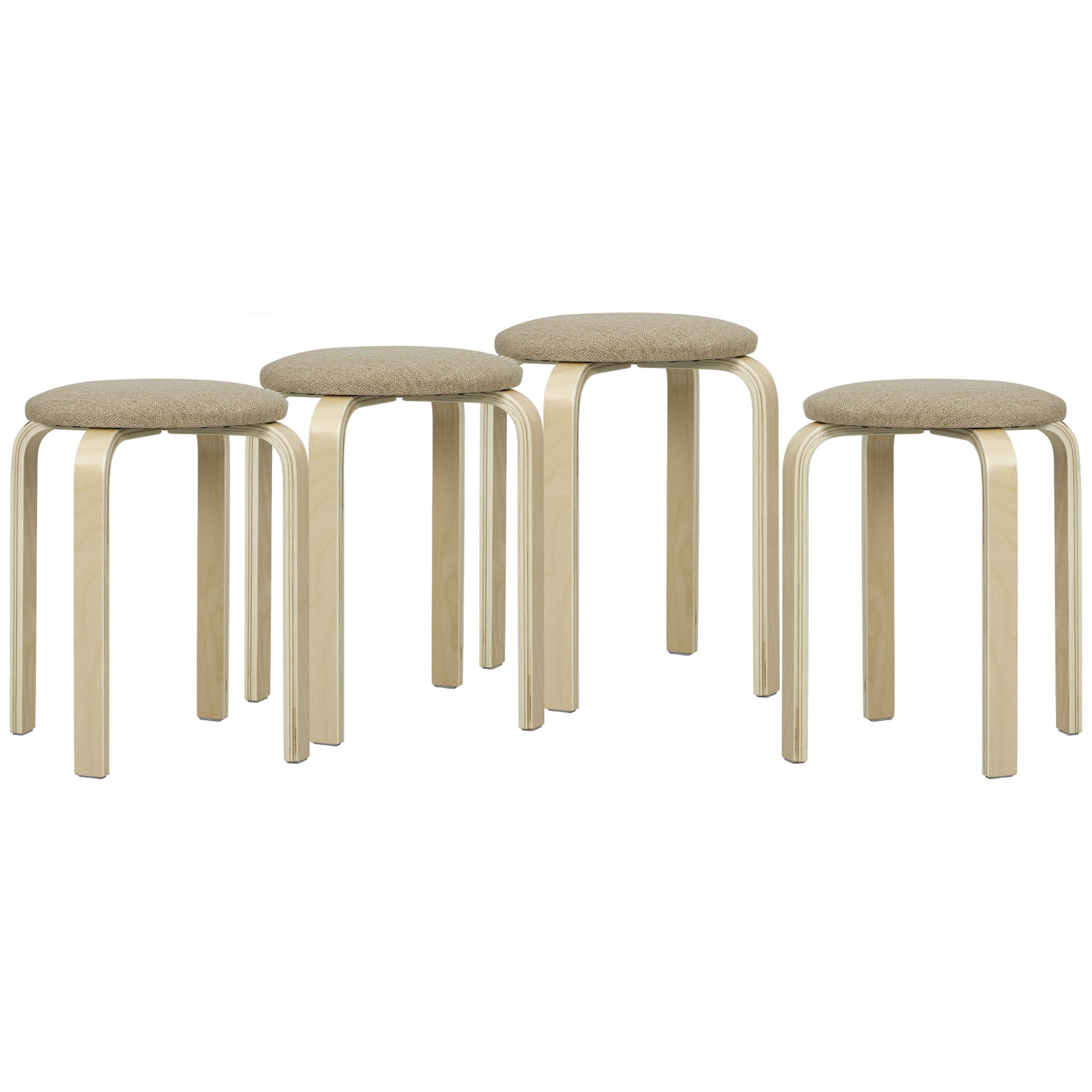 JUEGO DE 4 TABURETES APILABLES DE MADERA CON ASIENTO ACOL CAQUI – MODELO KENIA image 7