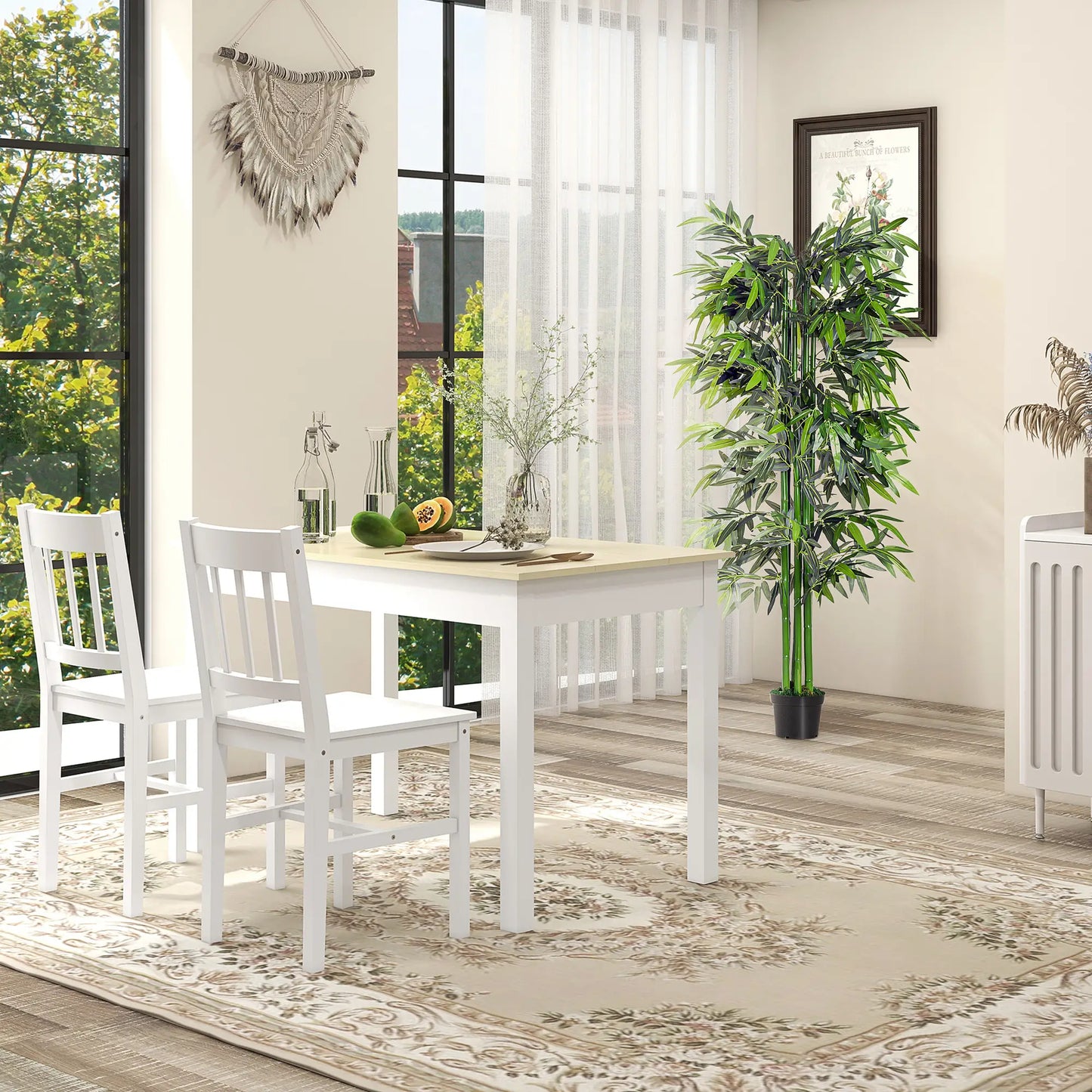 MESA DE COMEDOR PARA 4-6 PERSONAS – ROBLE Y BLANCO image 4