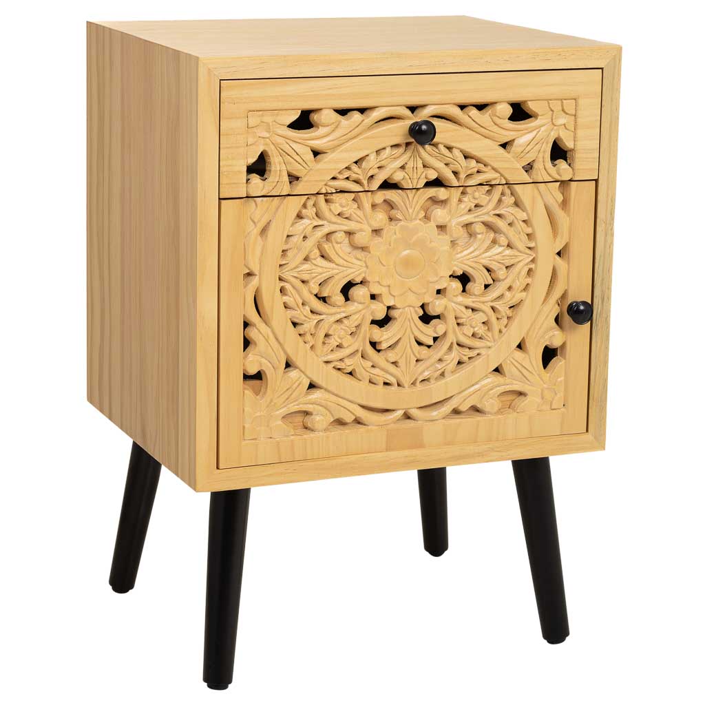 MESITA DE MADERA MARRÓN CON 1 CAJÓN Y 1 PUERTA image 0