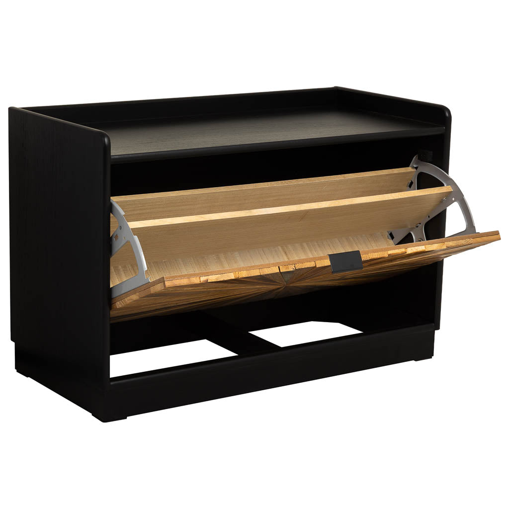 BANCO ZAPATERO TAKI DE MADERA RECUPERADA NEGRA image 1