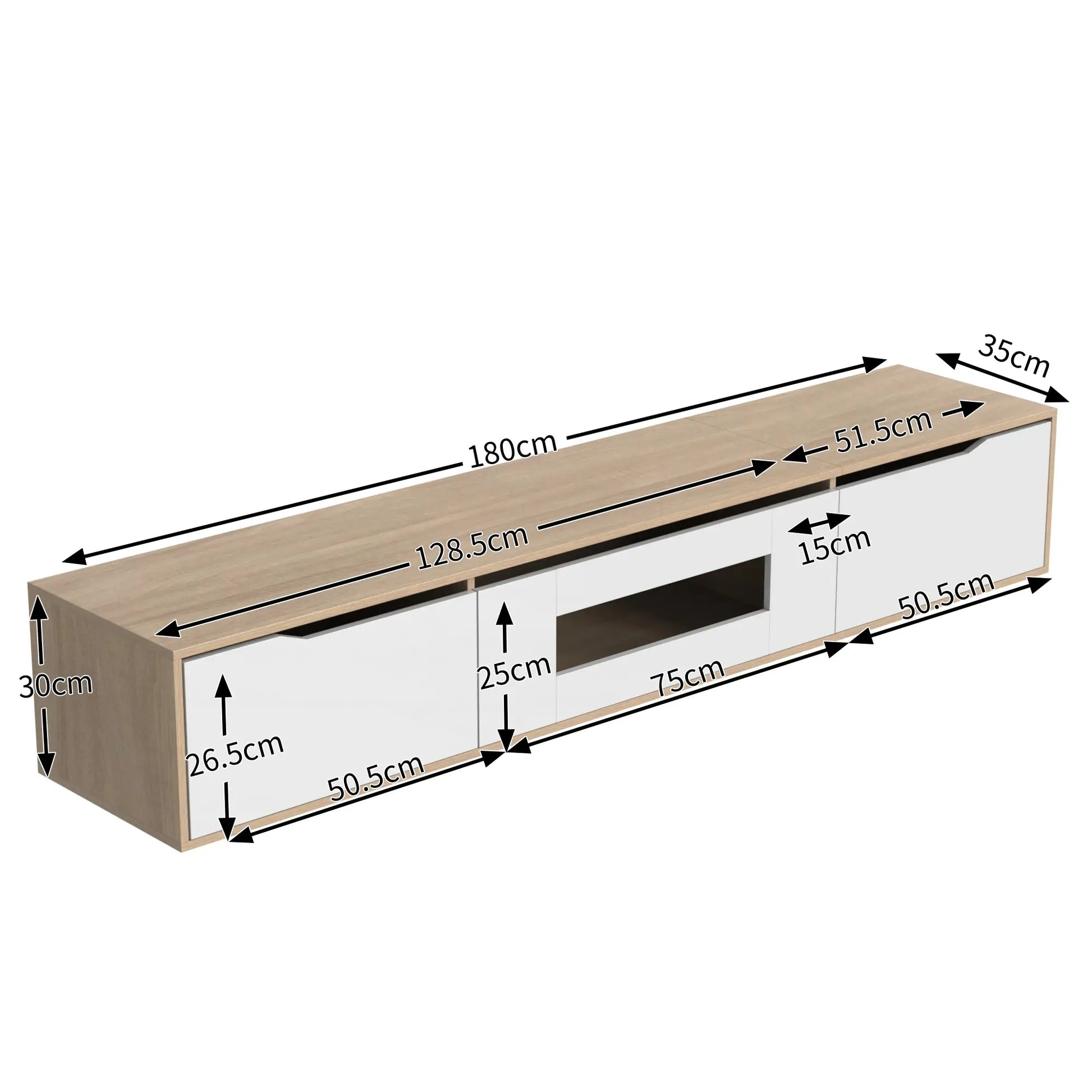 MUEBLE TV MODERNO BLANCO BRILLO & MADERA 180 CM image 4