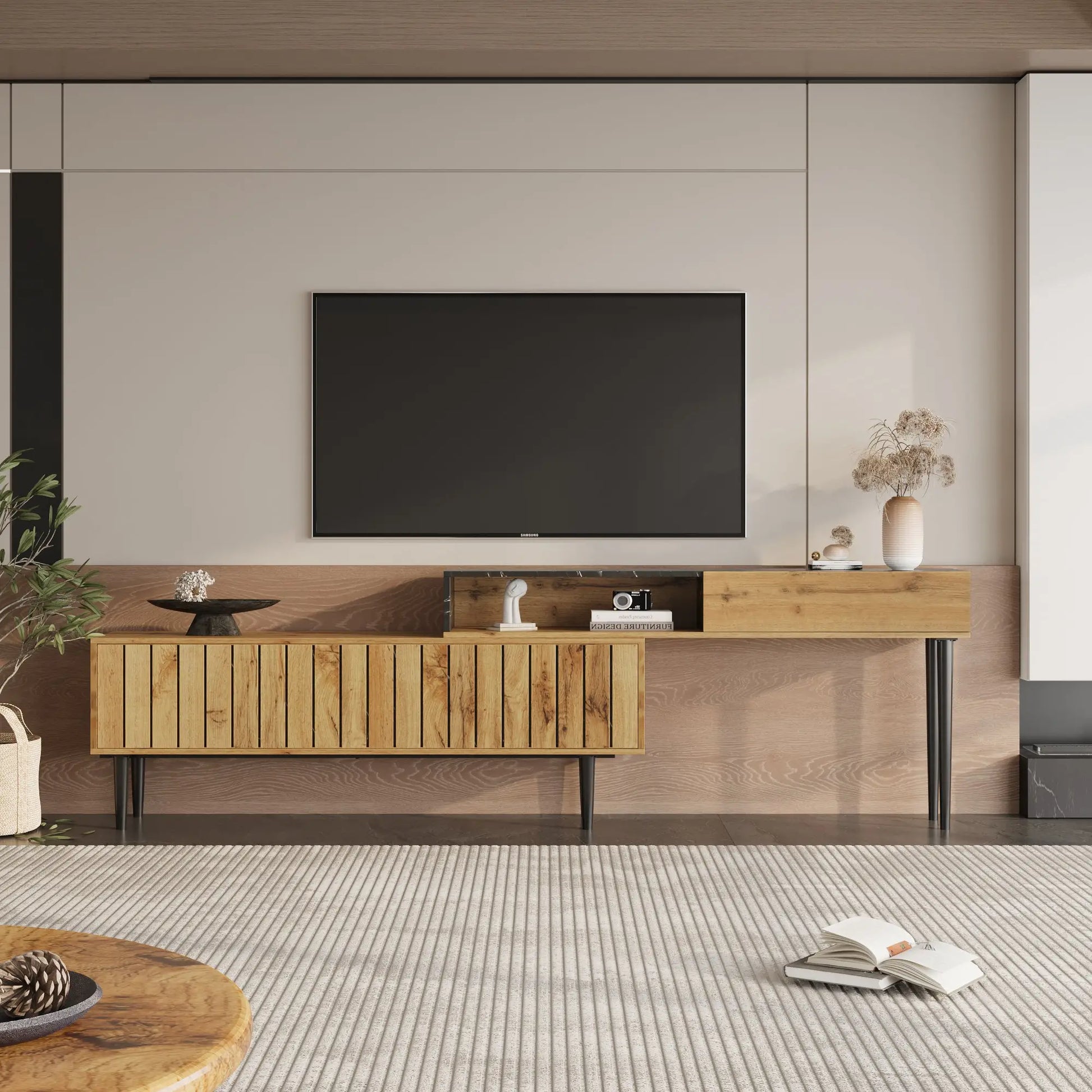 MUEBLE TV MODERNO DISEÑO MÁRMOL & VETADO MADERA image 5