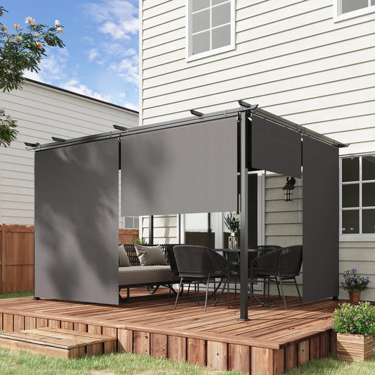 PÉRGOLA DE JARDÍN SOMBRA NOVA 4X3 CON TECHO RETRÁCTIL Y 4 CORTINAS image 0