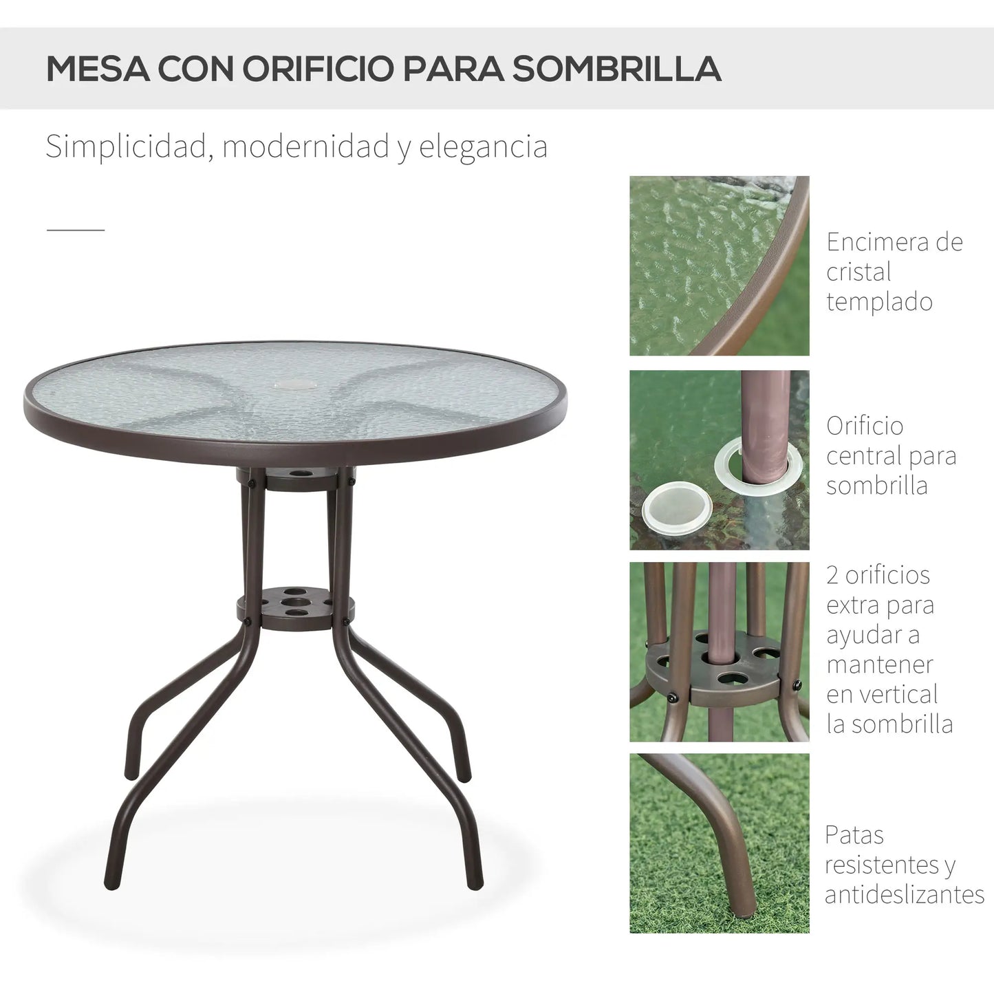 CONJUNTO DE JARDÍN 4 SILLAS + MESA + PARASOL SUN GARDEN BEIGE image 6