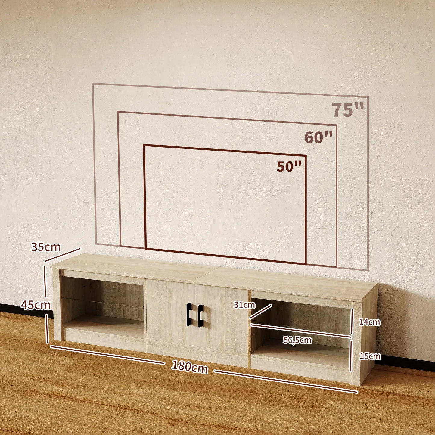 Mueble TV Moderno Roble 180 cm con LED RGB image 9