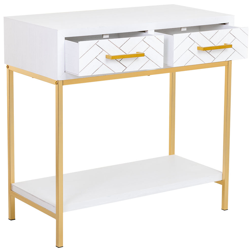 RECIBIDOR MARTA BLANCO CON 2 CAJONES DE MADERA Y METAL image 1