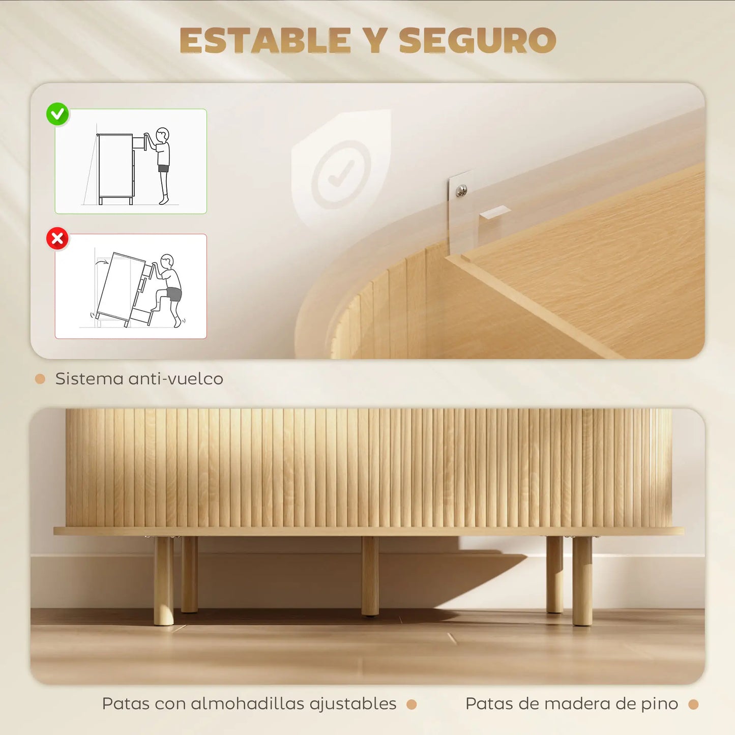APARADOR OVALADO CON PUERTAS TAMBOUR DESLIZANTES EN ROBLE image 3