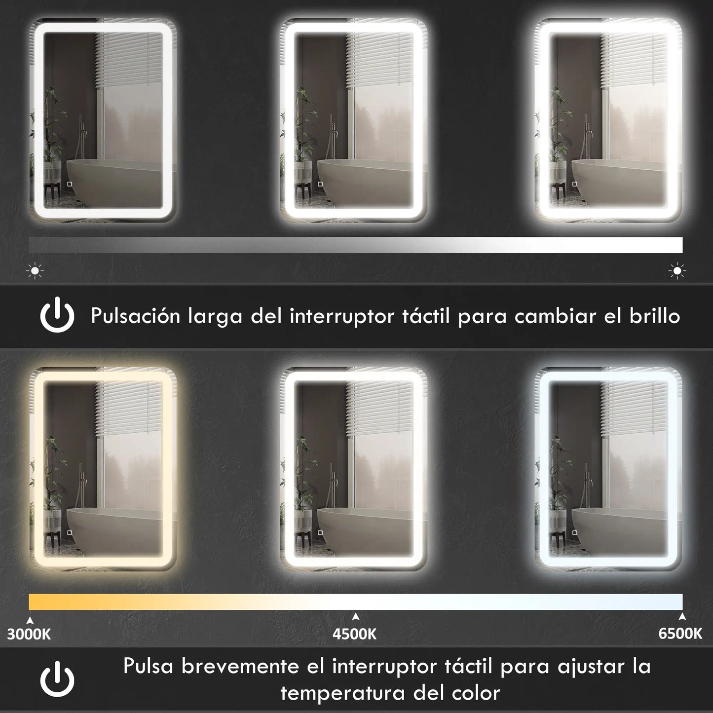 ESPEJO DE BAÑO LED LUMIRA AIR 60X80 CON ANTIVAHO Y MEMORIA image 1