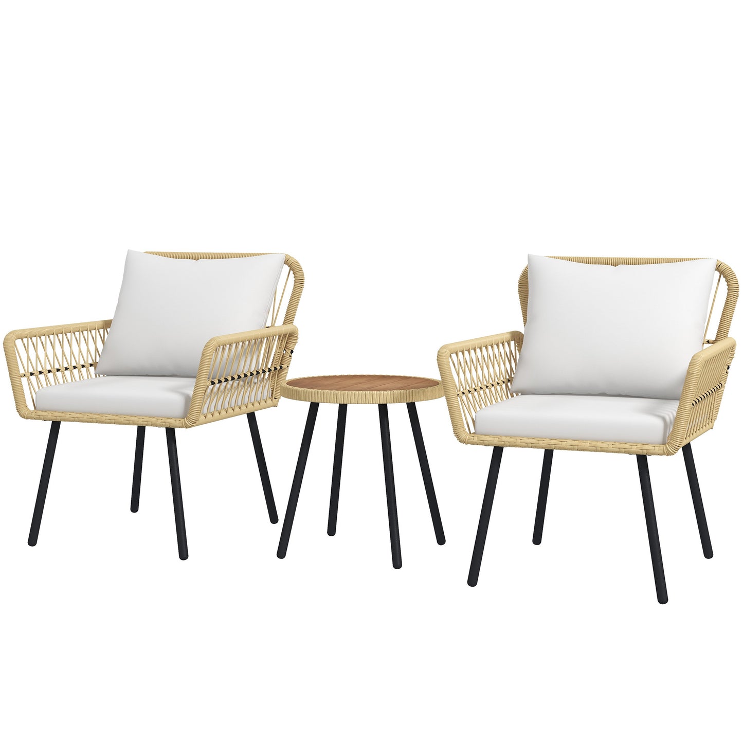 CONJUNTO DE JARDÍN RATÁN PE 2 SILLONES + MESA REDONDA – MODELO BALI image 3