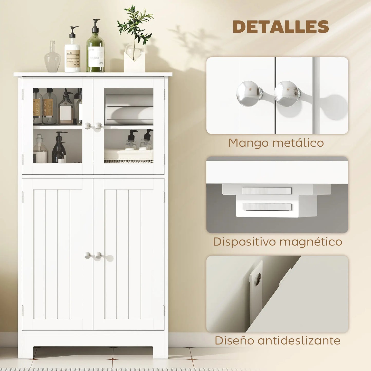 ARMARIO AUXILIAR DE BAÑO LUMEN GLASS 60 BLANCO image 5