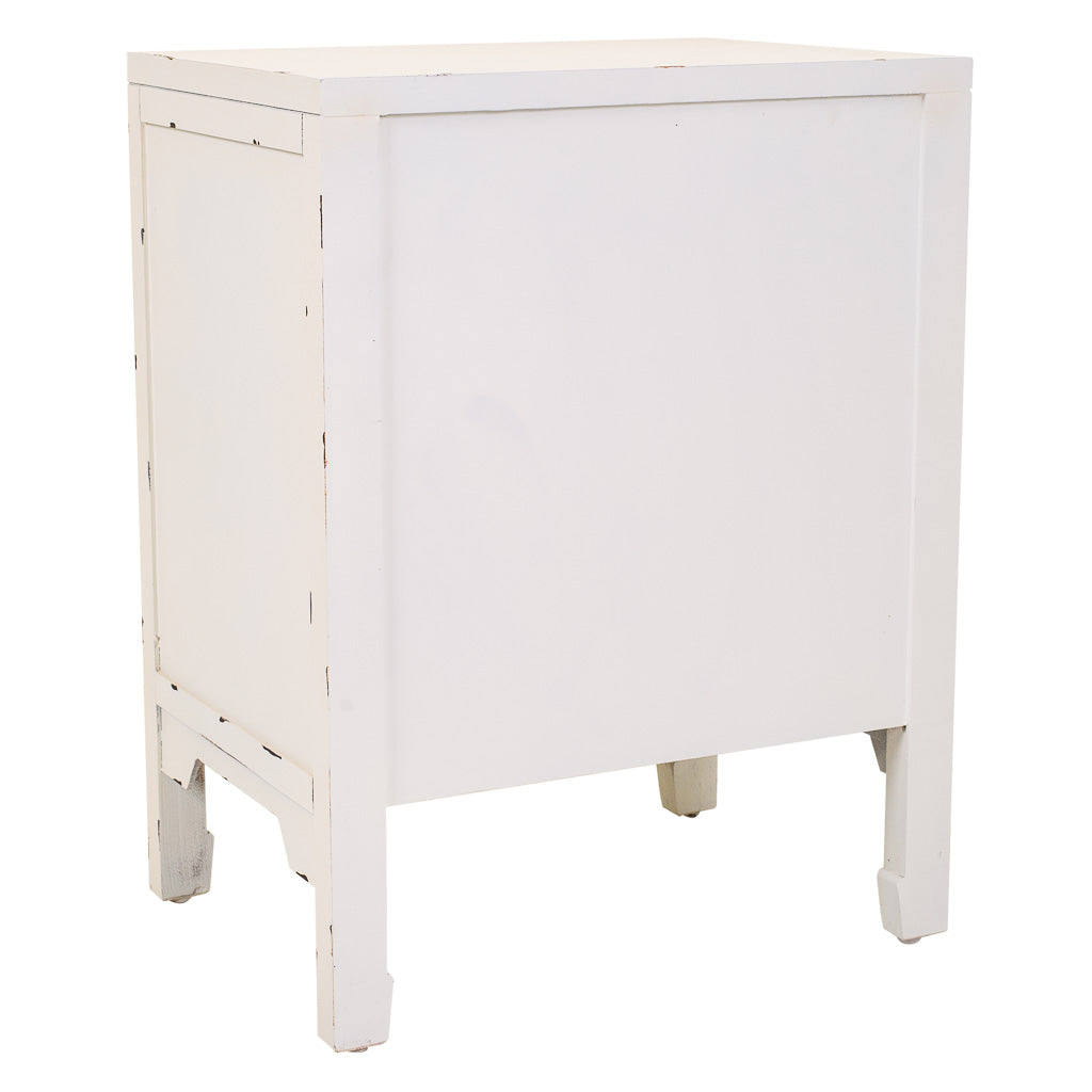 MESITA DE NOCHE ALIKA DE MADERA Y RATÁN CON 2 PUERTAS BLANCO image 6