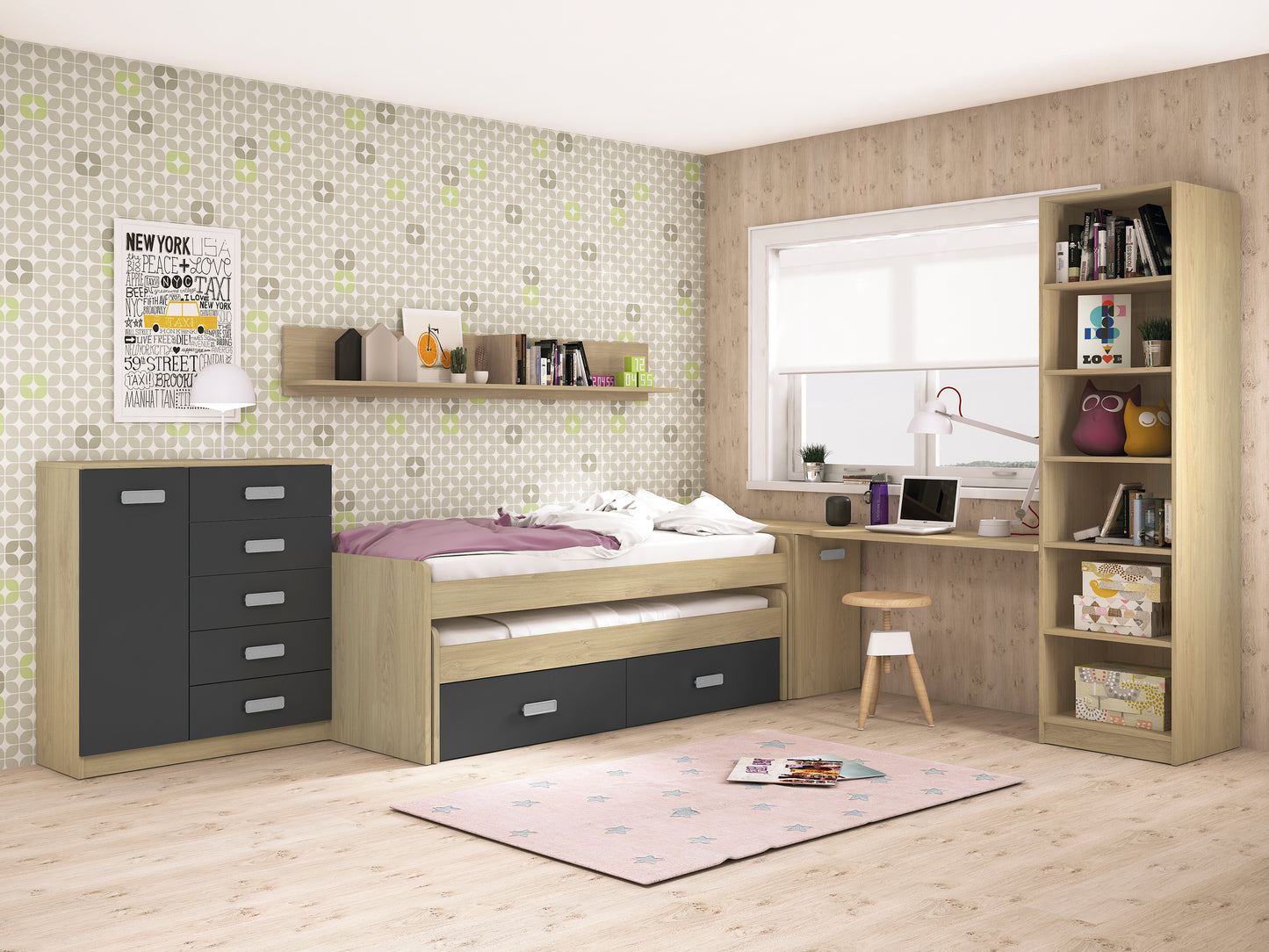 Dormitorio juvenil Donald 20 en Puccini-Grafito image 0