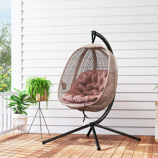 SILLÓN COLGANTE HUEVO RATÁN NIDO CAFÉ – MODELO ZENITH image 0