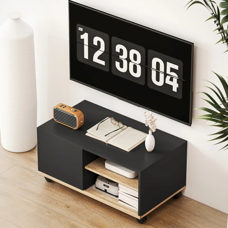 MUEBLE TV CON RUEDAS NEGRO image 1