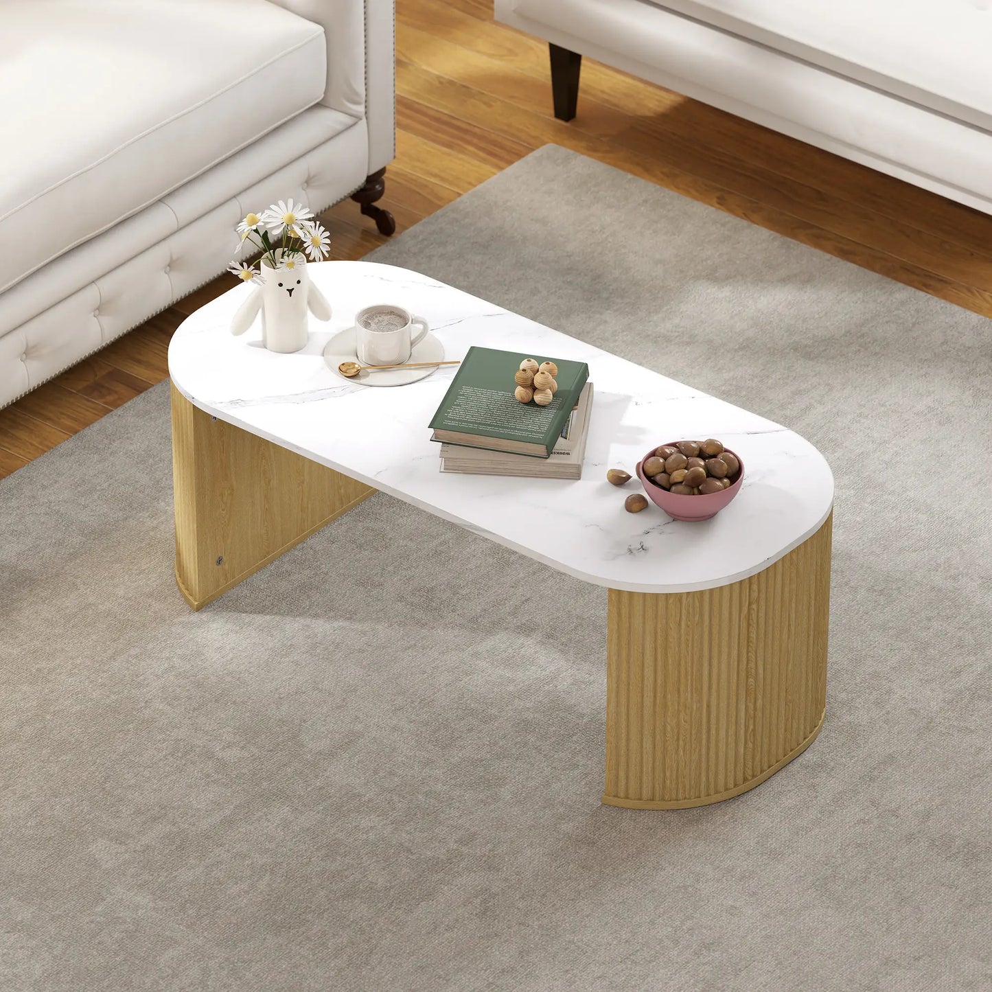 Mesa Ovalada Mármol Blanco image 0