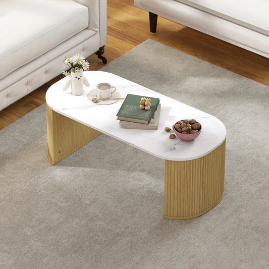 Mesa Ovalada Mármol Blanco image 0