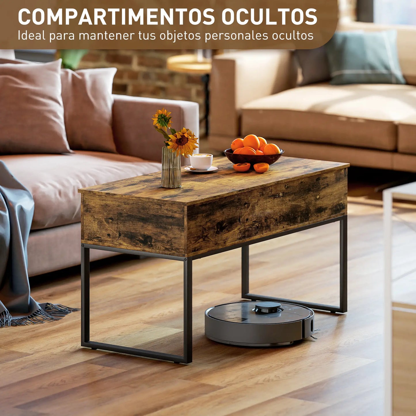 Mesa de Centro Elevable “DUAL LIFT & SLIDE RÚSTICA” image 1