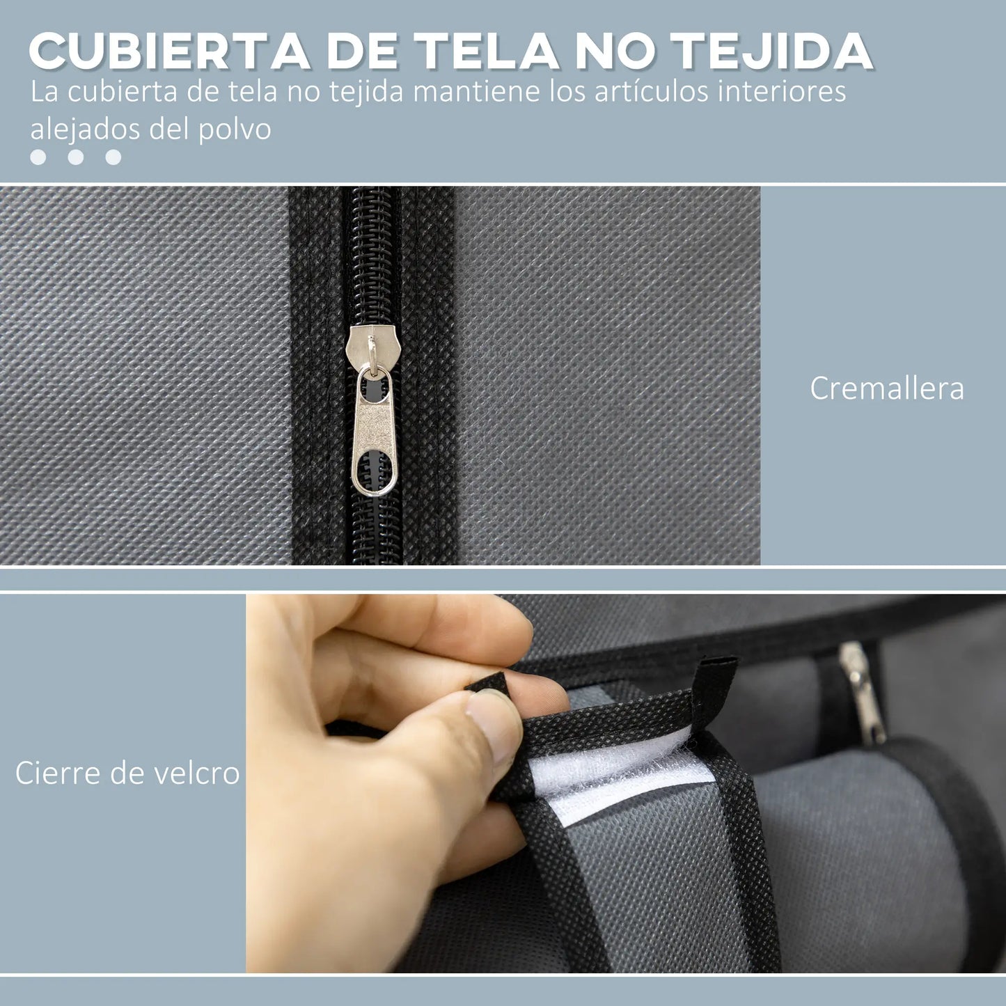 👕 ARMARIO DE TELA PLEGABLE 103 CM CON 6 ESTANTES Y BARRA PARA COLGAR – 5 COLORES