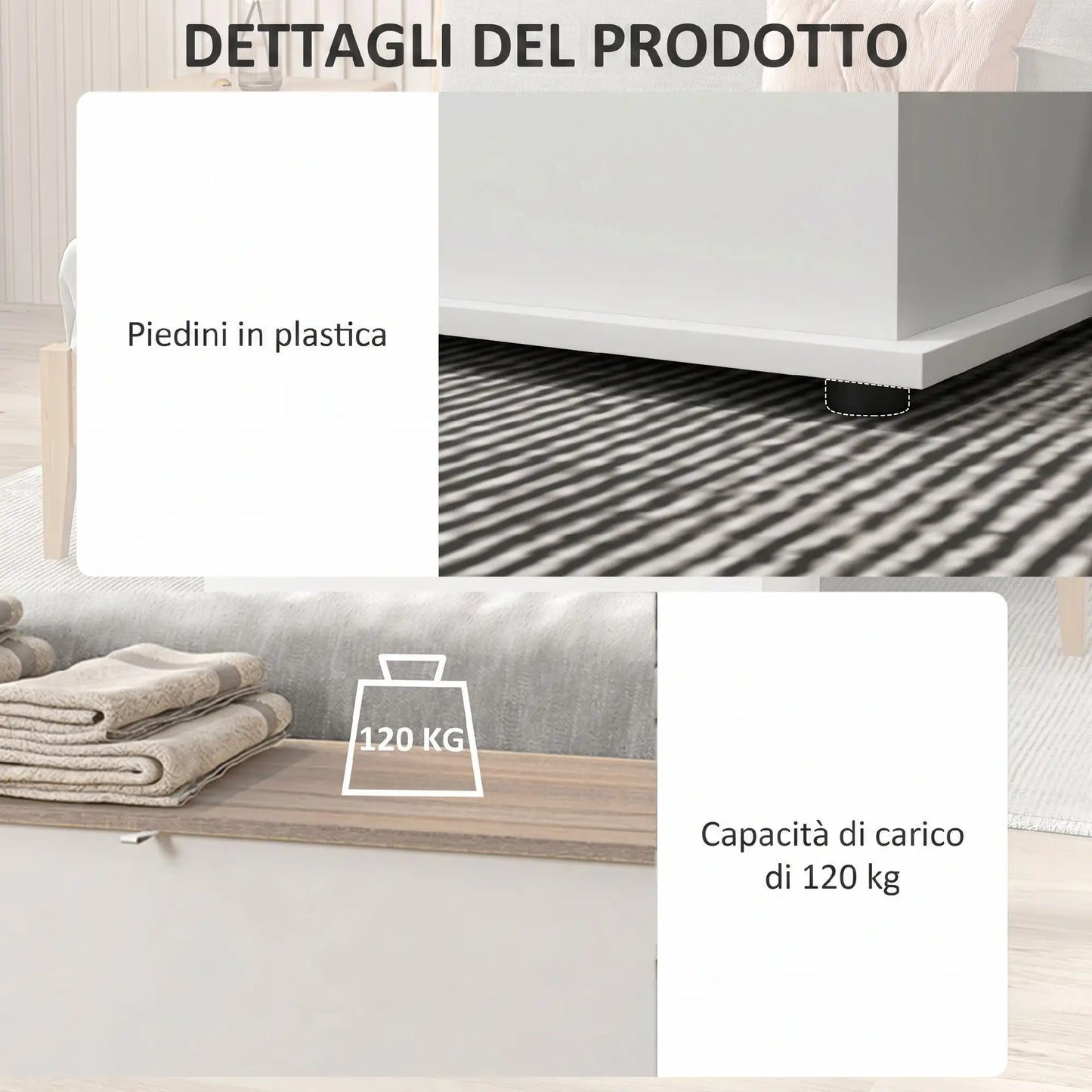🧰 ARCÓN DE ALMACENAMIENTO 100 CM NATURAL Y BLANCO – BAÚL CON TAPA Y BANCO HASTA 120 KG