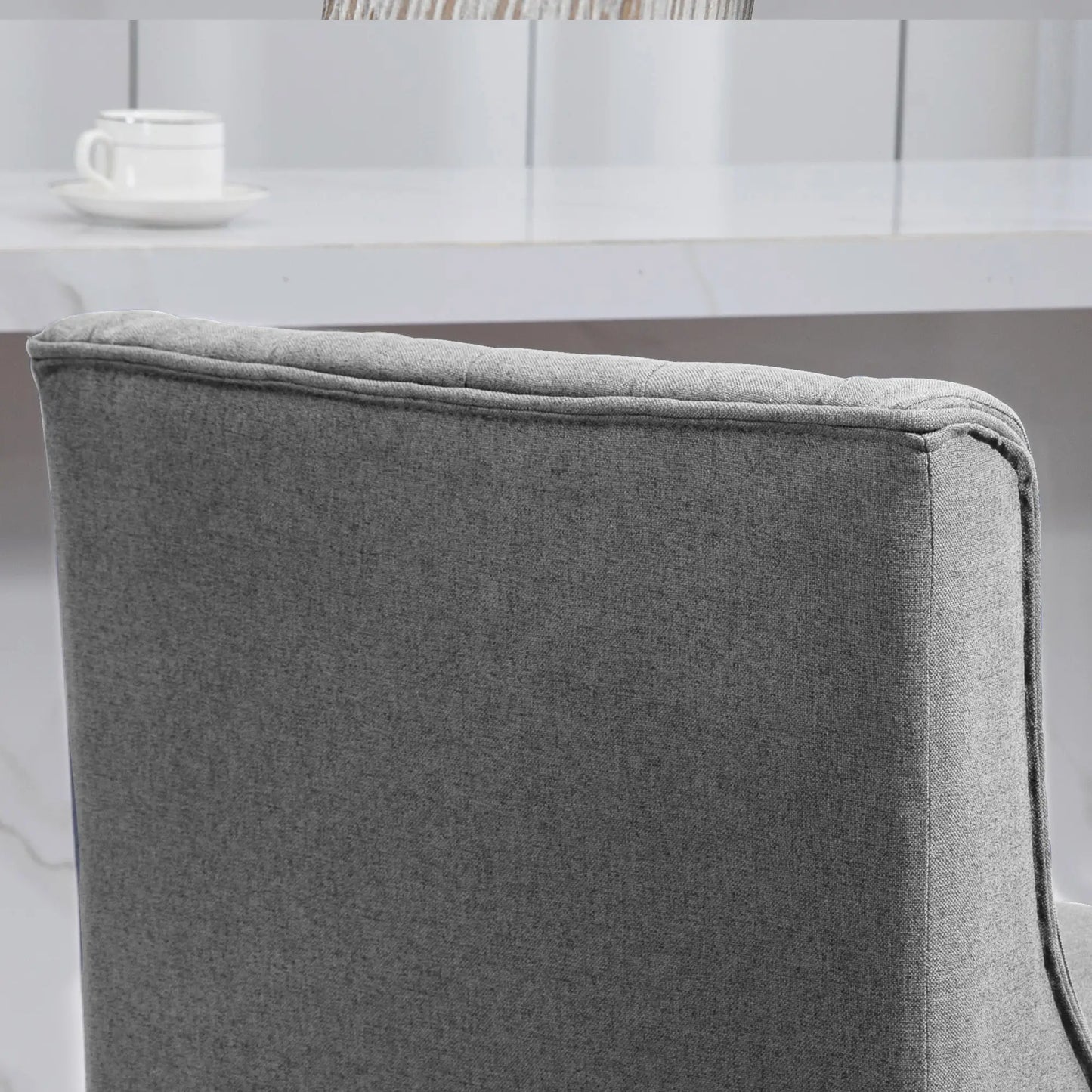 🪑 Juego de 2 Taburetes de Bar con Respaldo Giratorio 180° – Tapizados en Tela Gris con Patas de Madera de Caucho