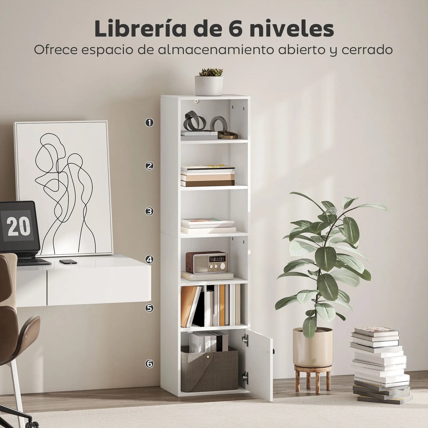📚 Librería VERTICAL PLUS – 5 Niveles con Puerta