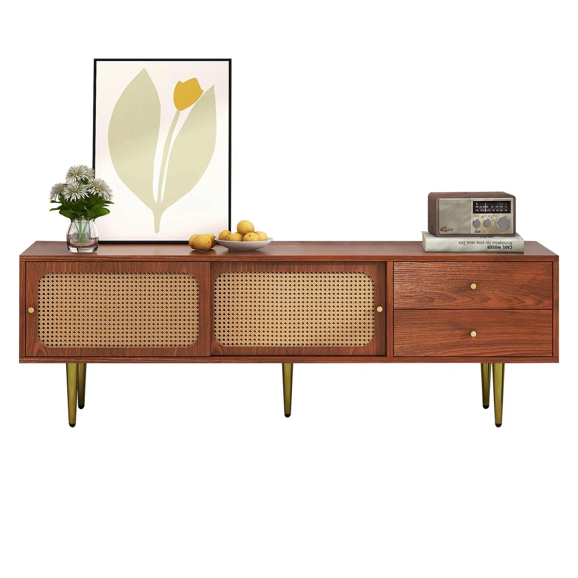 MUEBLE TV “NOGAL & RATÁN SLIDE” 160 CM image 1