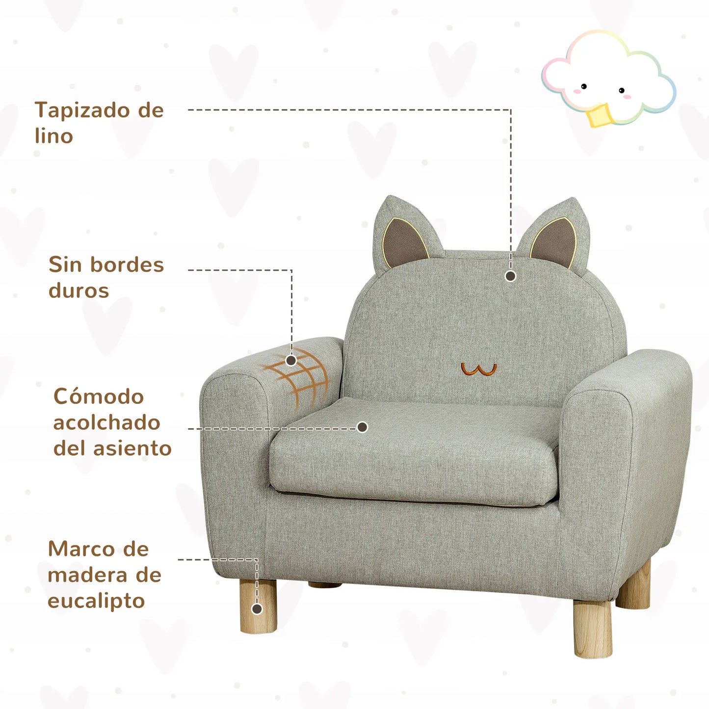 SILLÓN INFANTIL FELINO CAT MARRÓN image 7