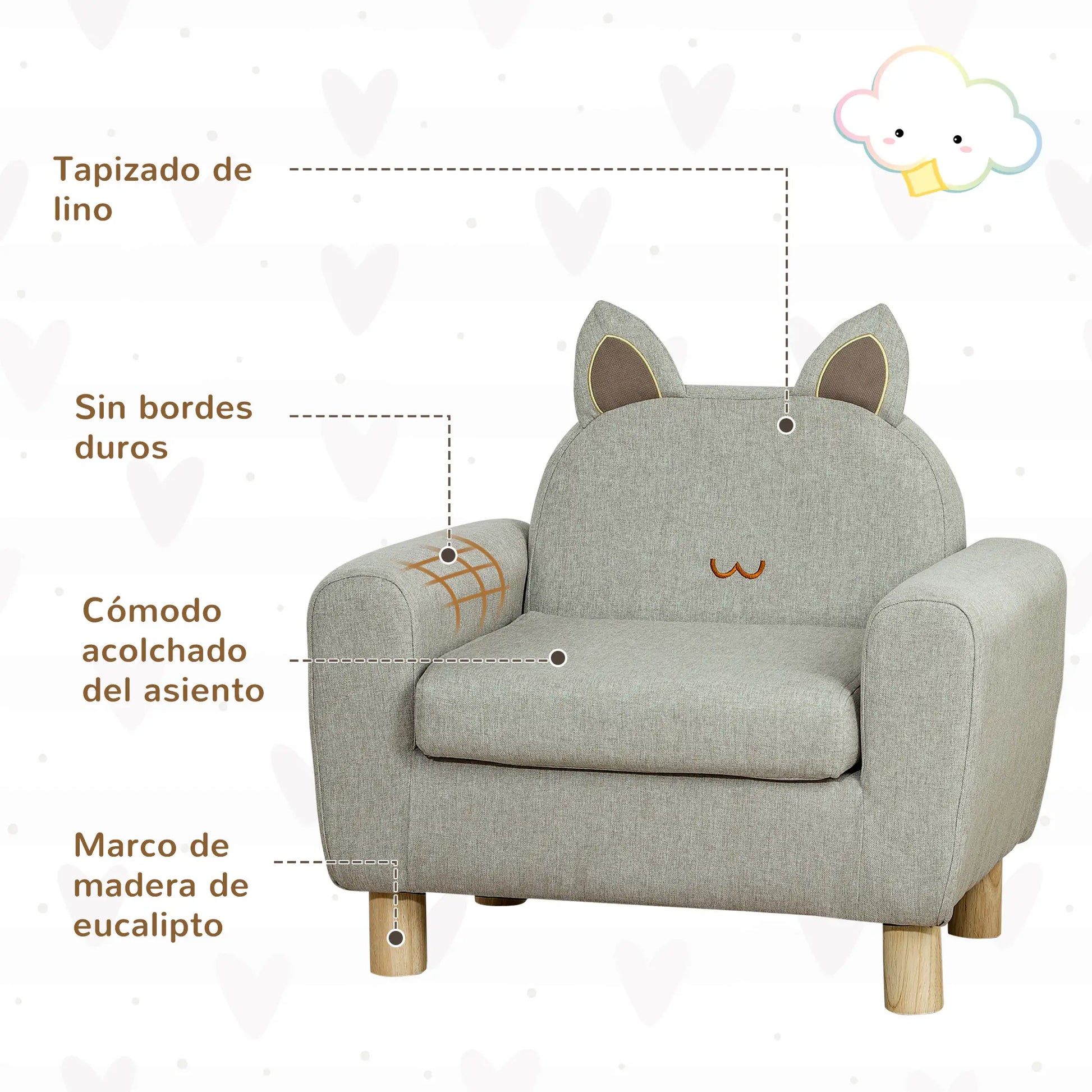 SILLÓN INFANTIL FELINO CAT MARRÓN image 7