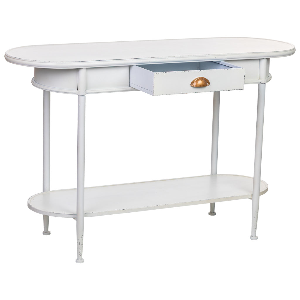 KIT RECIBIDOR ALKA DE METAL BLANCO ENVEJECIDO 1 CAJÓN + 1 BALDA image 1