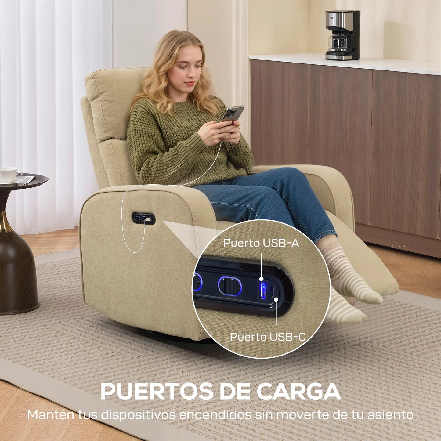 SILLÓN RELAX ELÉCTRICO LUMERA COMFORT DUO GIRATORIO Y BALANCÍN CON DOBLE MOTOR image 2