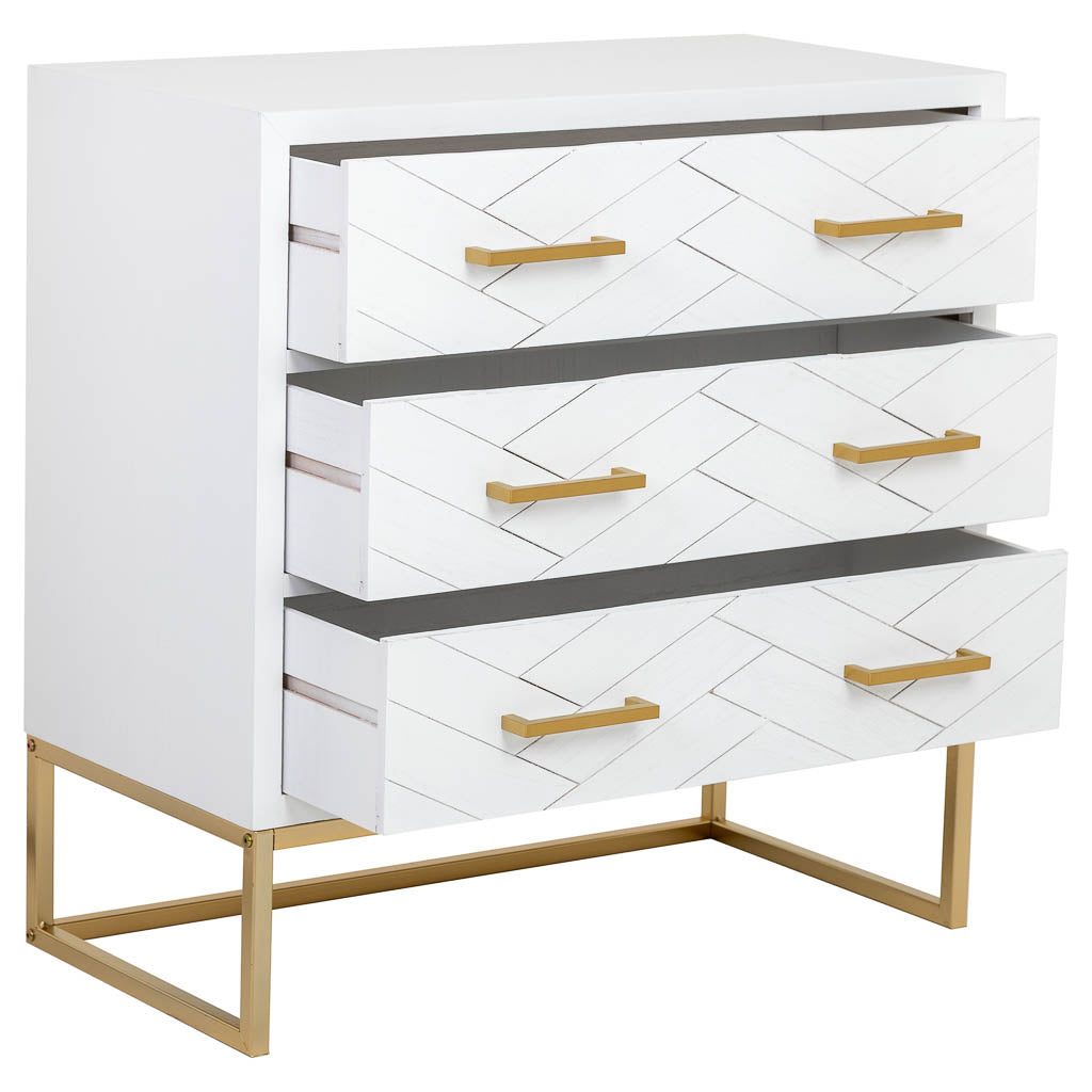 CÓMODA MARTA DE MADERA Y METAL BLANCA 3 CAJONES image 1