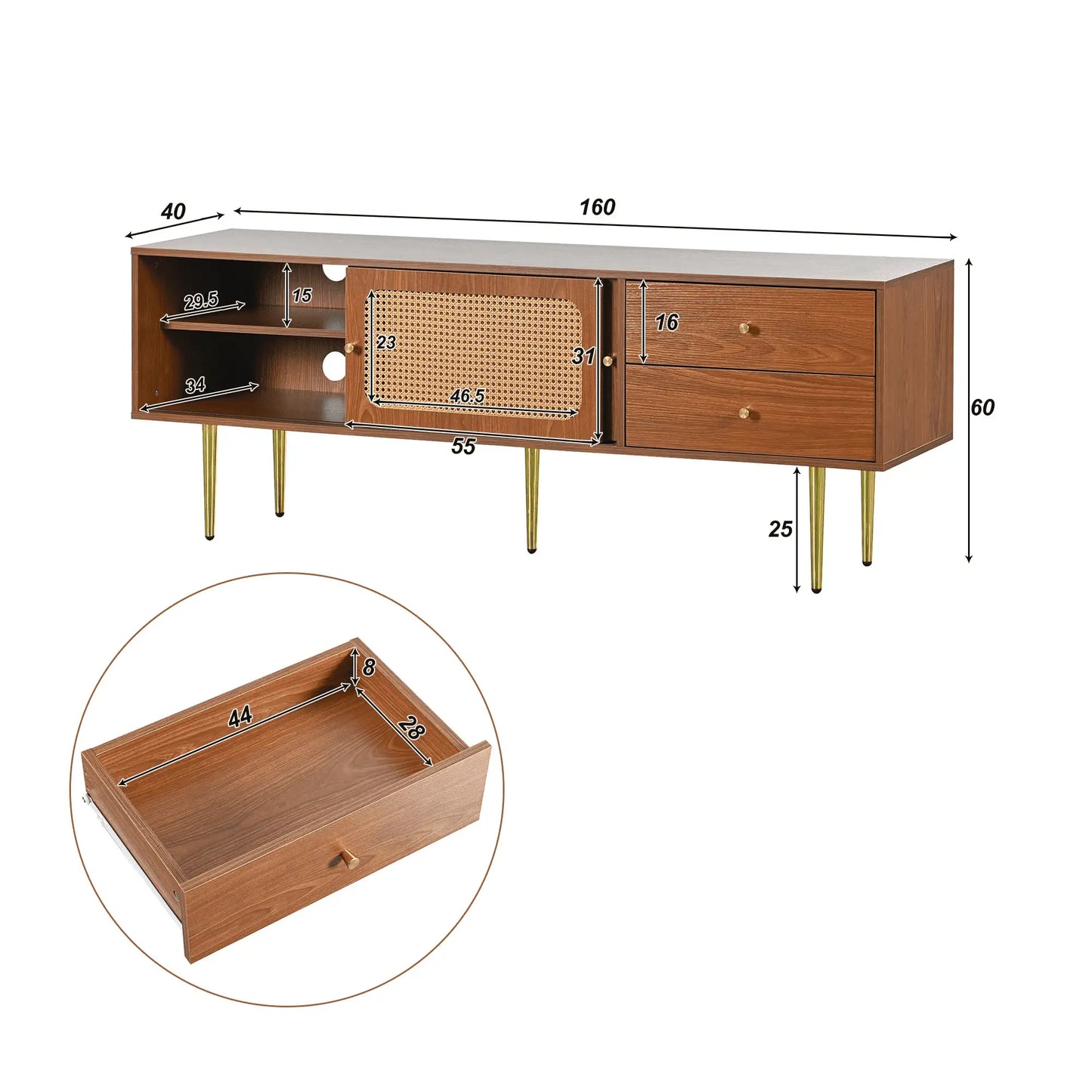 MUEBLE TV “NOGAL & RATÁN SLIDE” 160 CM image 4
