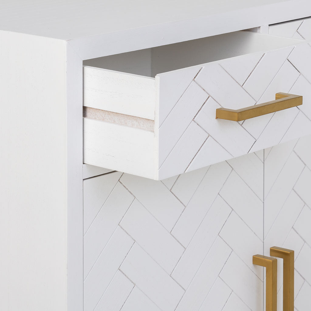 APARADOR MARTA DE MADERA Y METAL BLANCO 2 CAJONES + 2 PUERTAS image 5