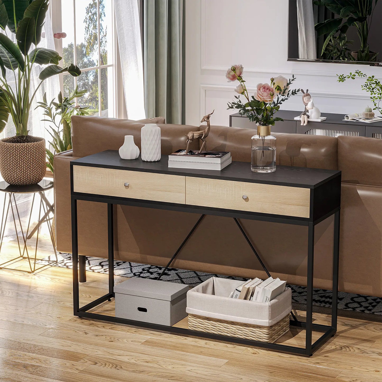 CONSOLA MODERNA INDUSTRIAL “URBAN METAL DOUBLE DRAWER” image 6