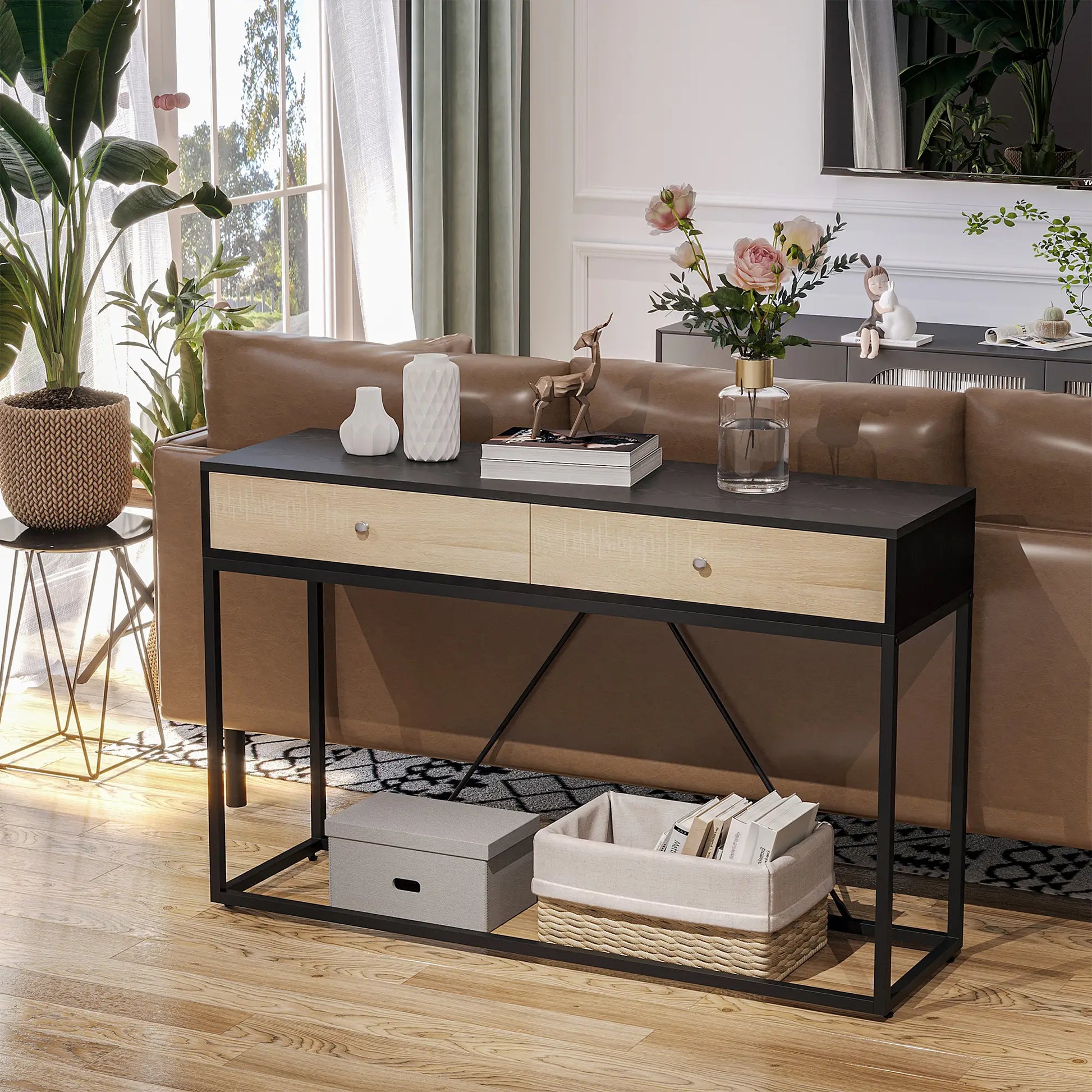 CONSOLA MODERNA INDUSTRIAL “URBAN METAL DOUBLE DRAWER” image 6