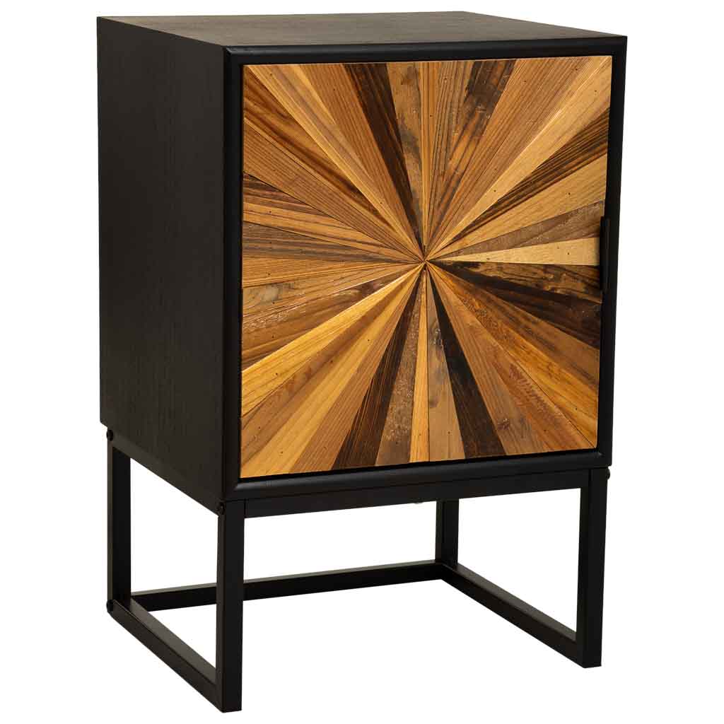 MESITA DE NOCHE TAKI DE MADERA RECUPERADA NEGRA 1 PUERTA image 0