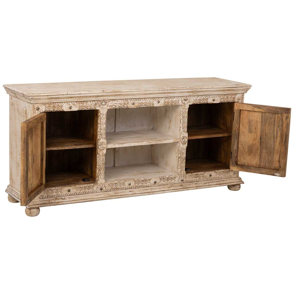 APARADOR DALIAN BLANCO ENVEJECIDO 2 PUERTAS Y HUECO CENTRAL image 1