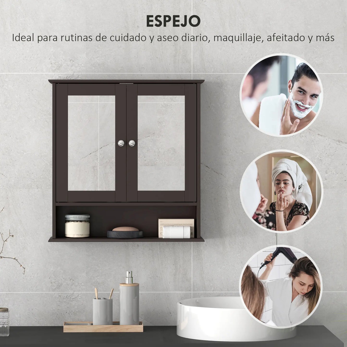 ARMARIO DE BAÑO VALMORA DARK CON ESPEJO Y ESTANTE AJUSTABLE image 7