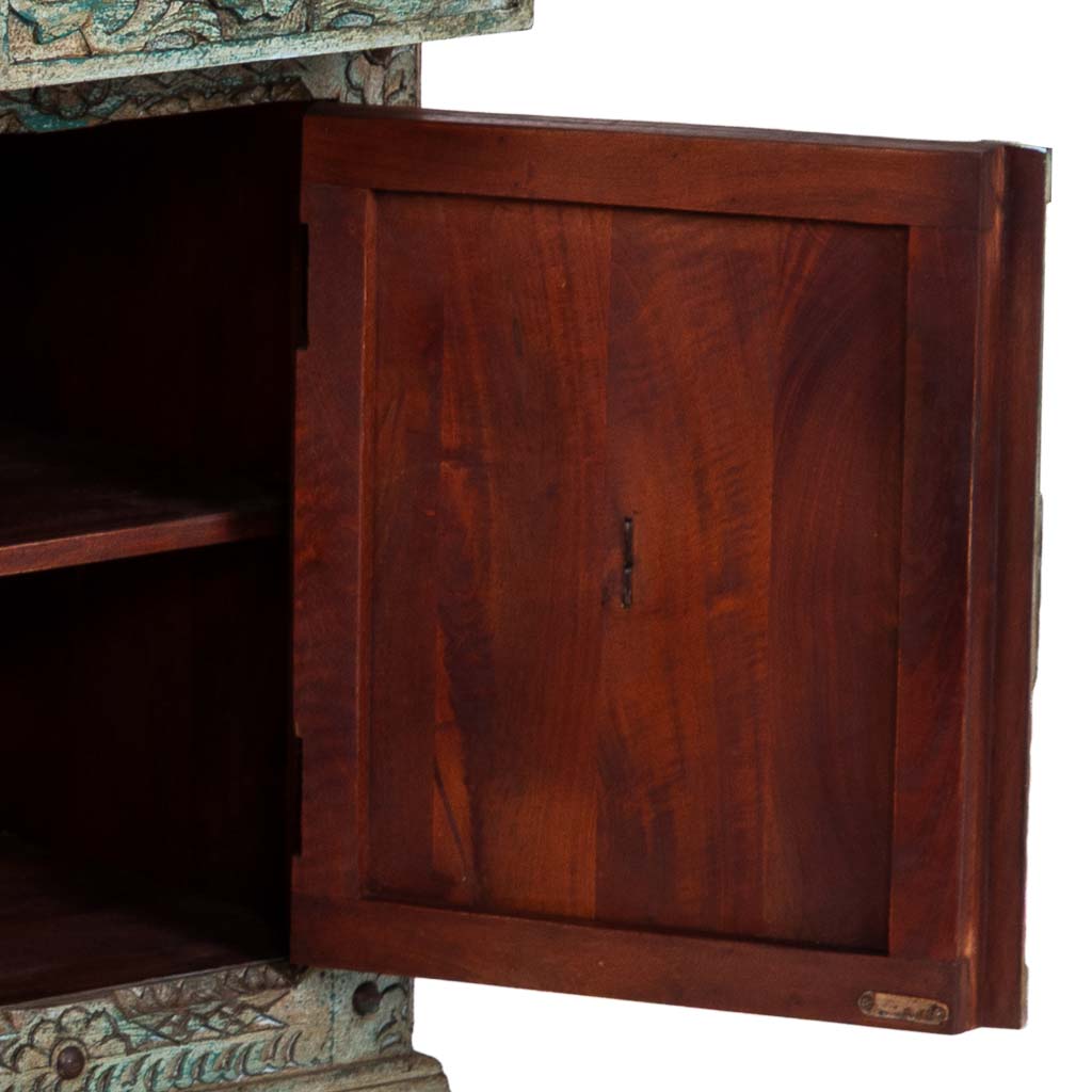 APARADOR DALIAN AQUA GREEN CARVED ARTESANAL image 4