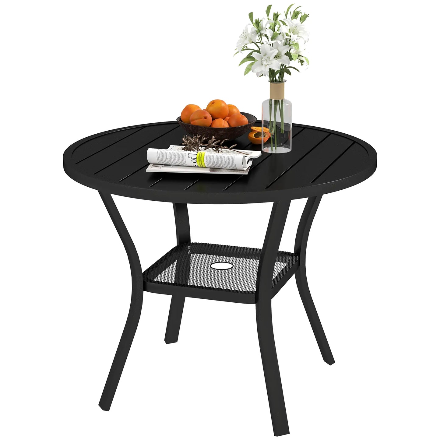MESA DE COMEDOR EXTERIOR REDONDA BLACK SHADE Ø90 CM – CON ORIFICIO PARA SOMBRILL image 4
