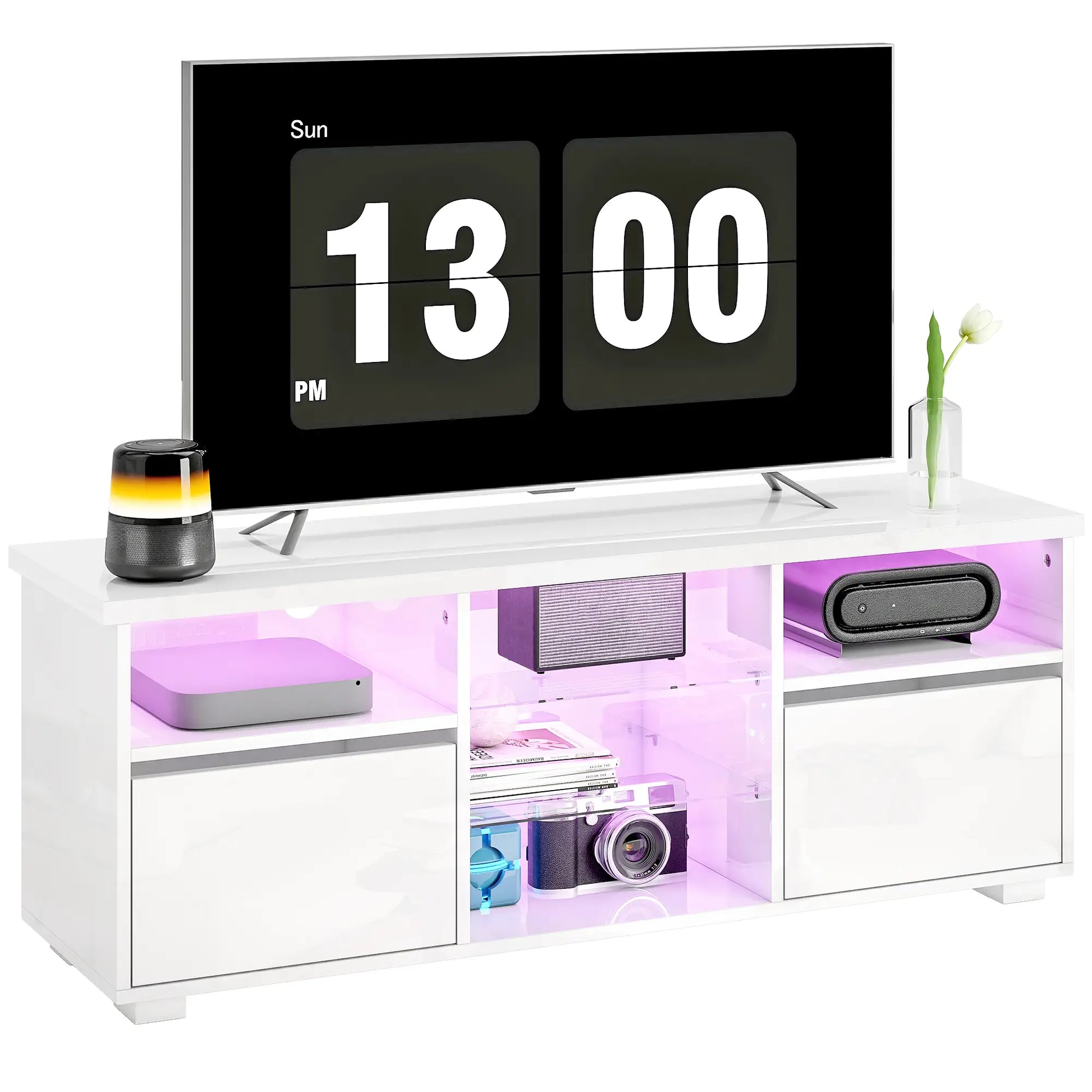Mueble TV Blanco Brillante 120 cm con LED RGB image 5