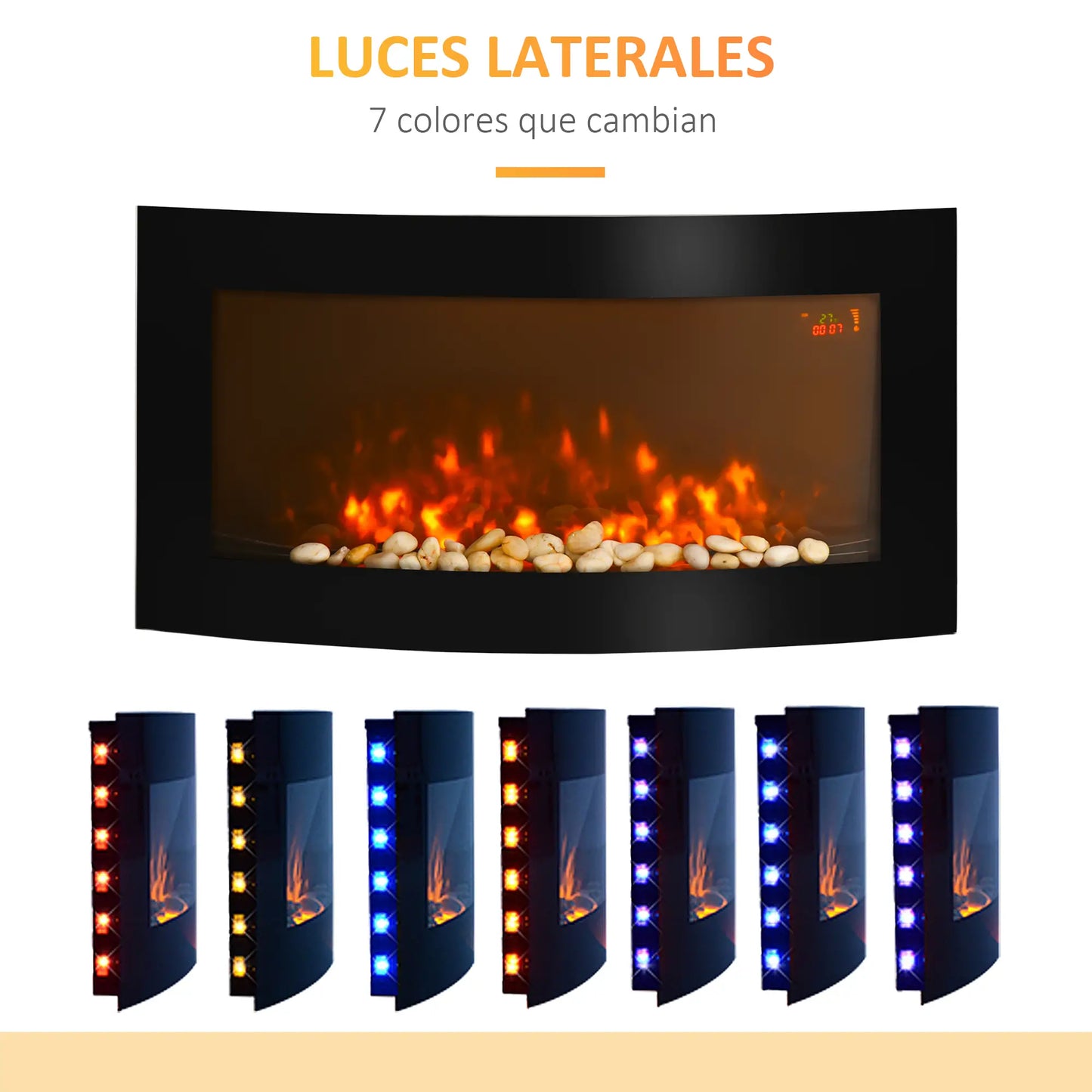 CHIMENEA ELÉCTRICA WALLFIRE LUX 2000W 89,2 CM NEGRO image 8