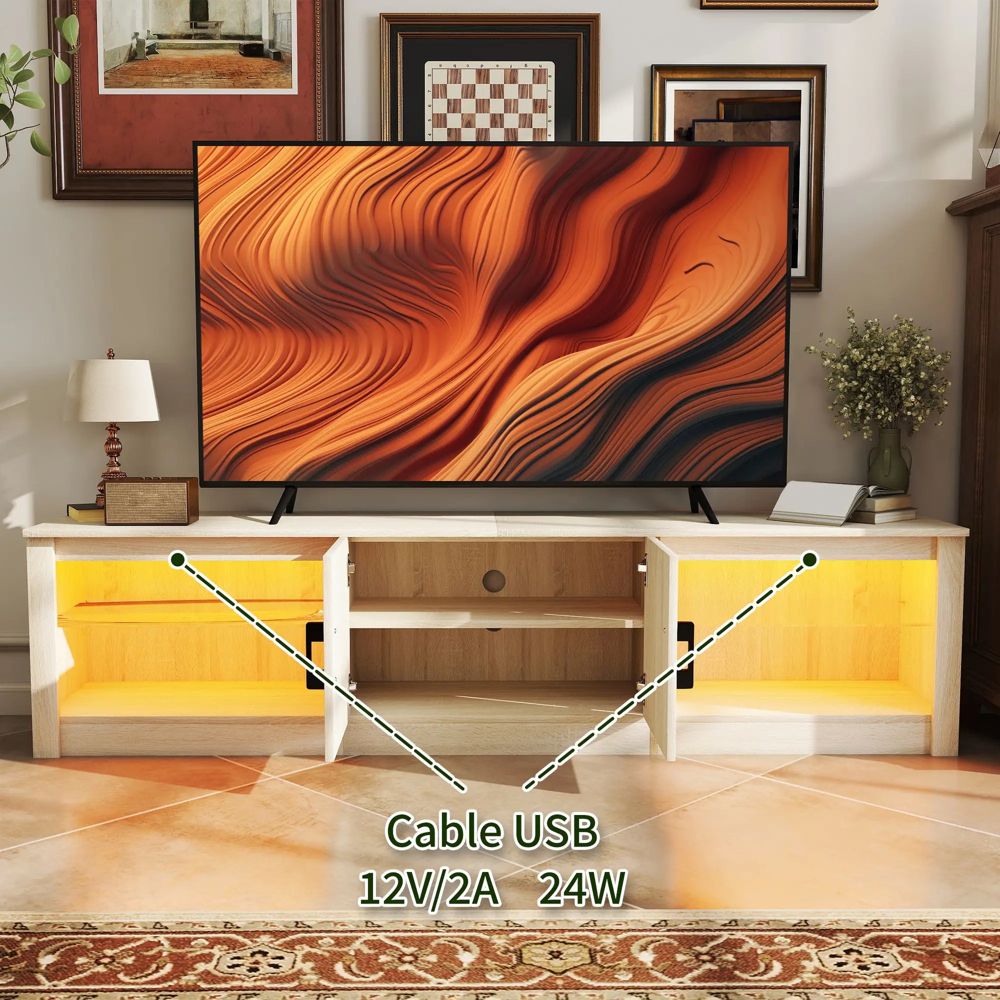 Mueble TV Moderno Roble 180 cm con LED RGB image 2