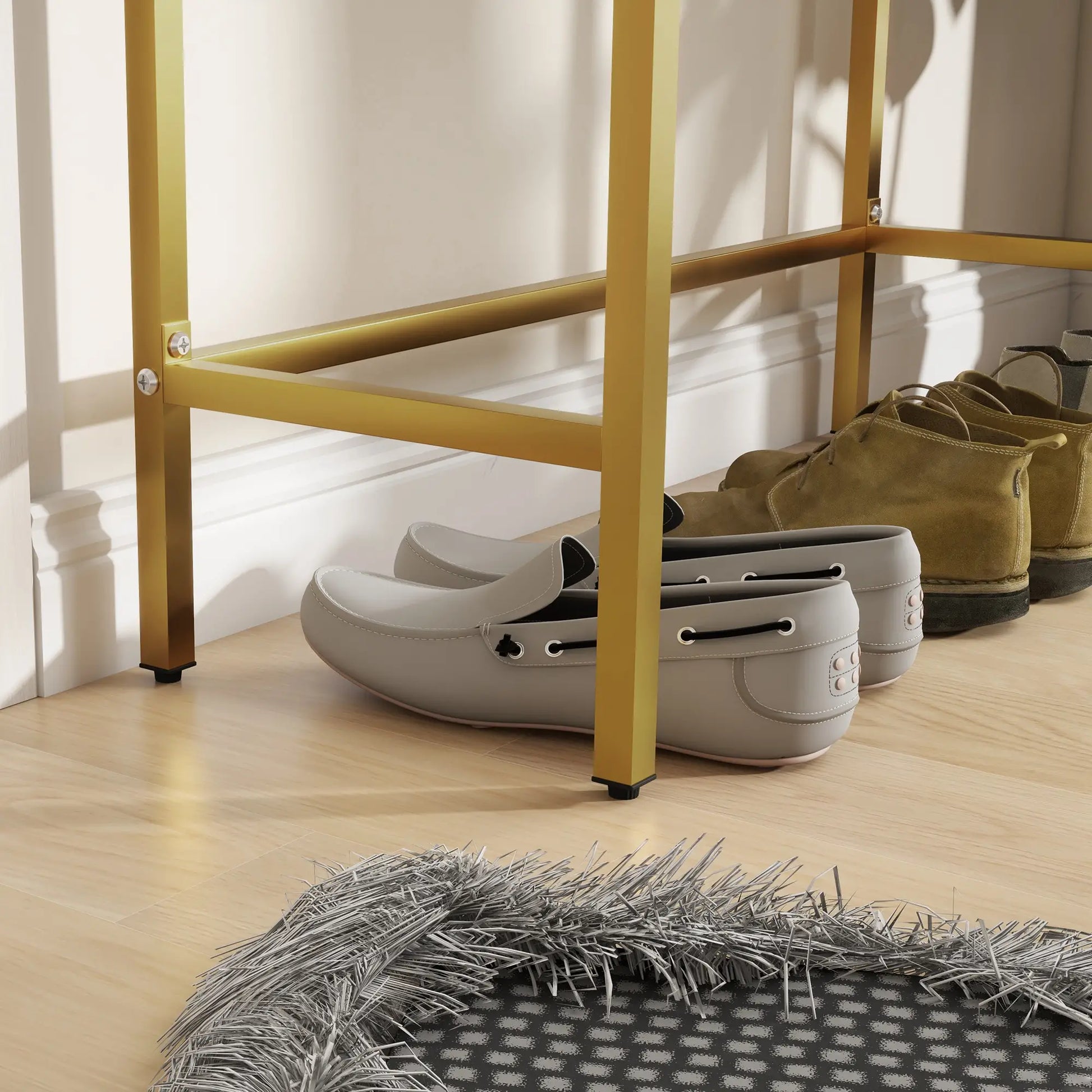 CONSOLA MODERNA BLANCA “GOLDEN LINE DOUBLE DRAWER” image 5